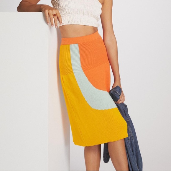 Anthropologie Dresses & Skirts - Anthro Margo Baridon Colorblocked Knit Midi Skirt